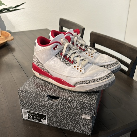 Jordan 3 ‘Cardinal Red’ Size 10 - Picture 2 of 5